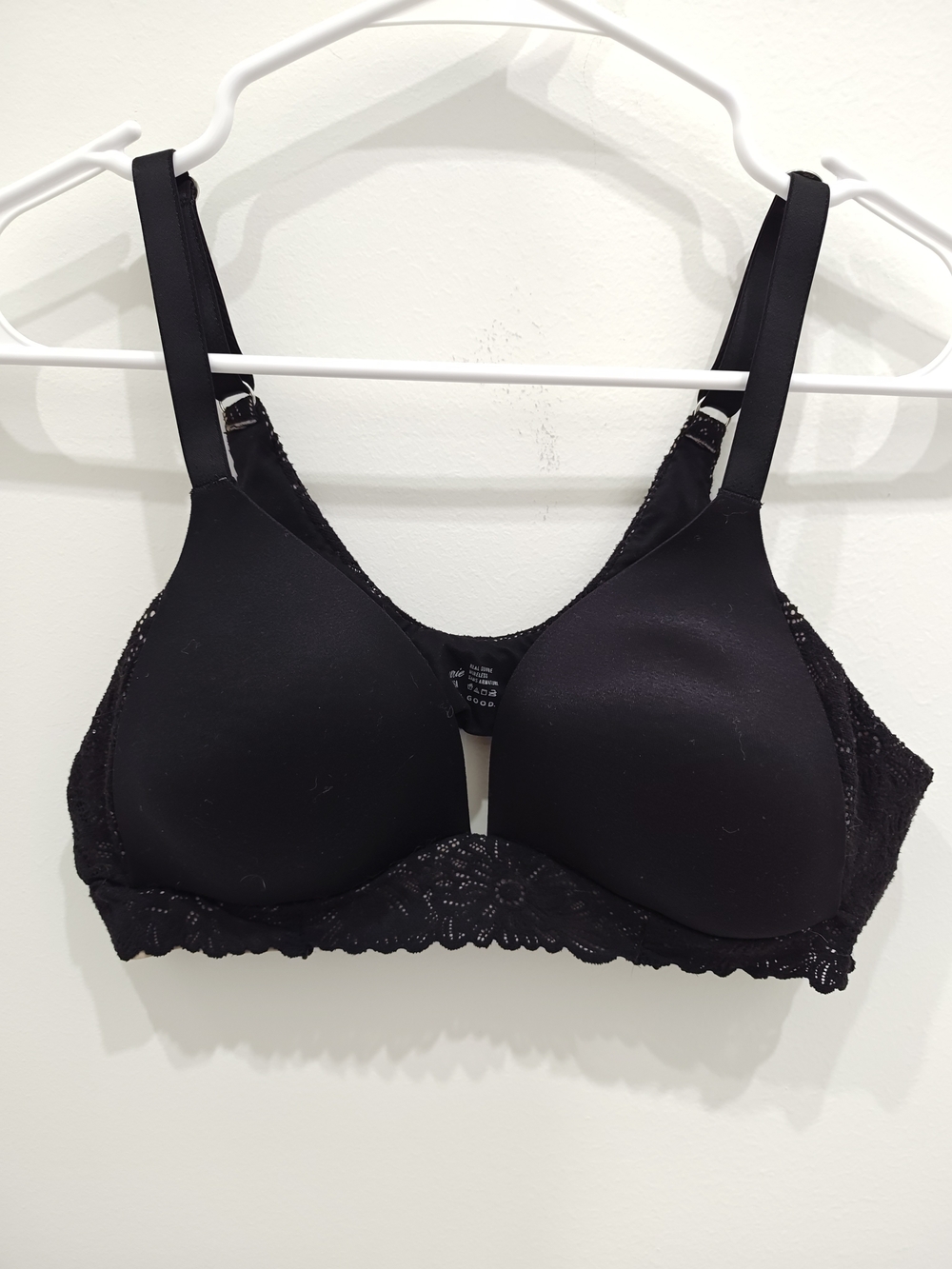 aerie Real Sunnie Black Lace-Trim Molded T-Shirt Bra Size 36A